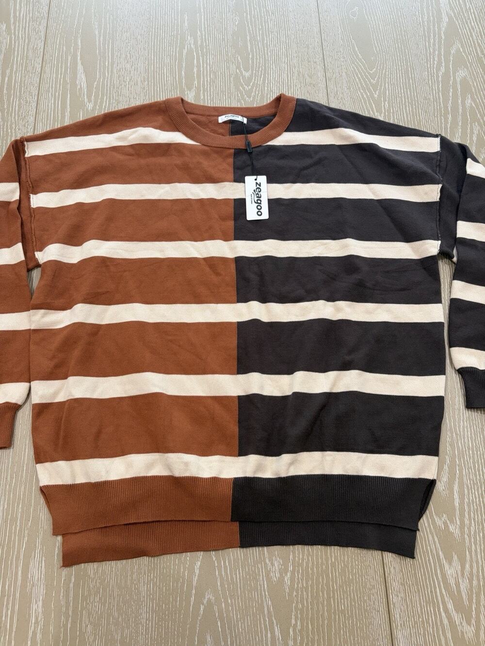 Zeagoo Oversized Striped Brown/Black Women’s Size XXL